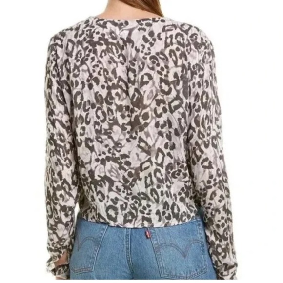 Cloth & Stone rayon Leopard Print tie front Top - Picture 2 of 10